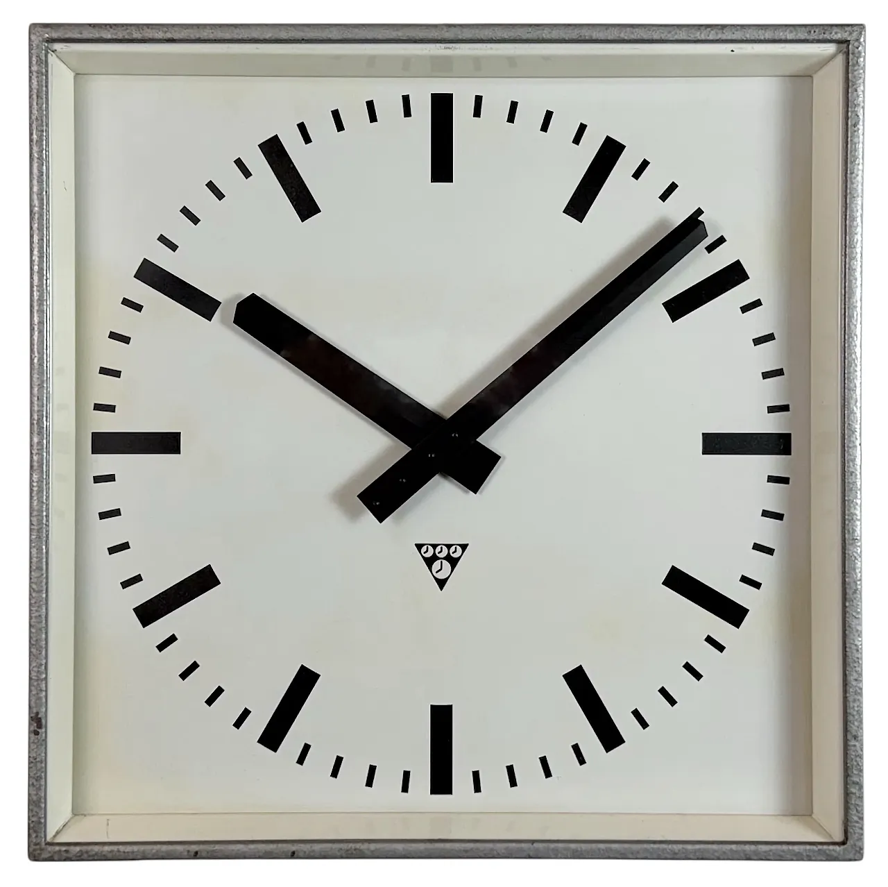 Large Grey Square Wall Clock from Pragotron, 1970s 1