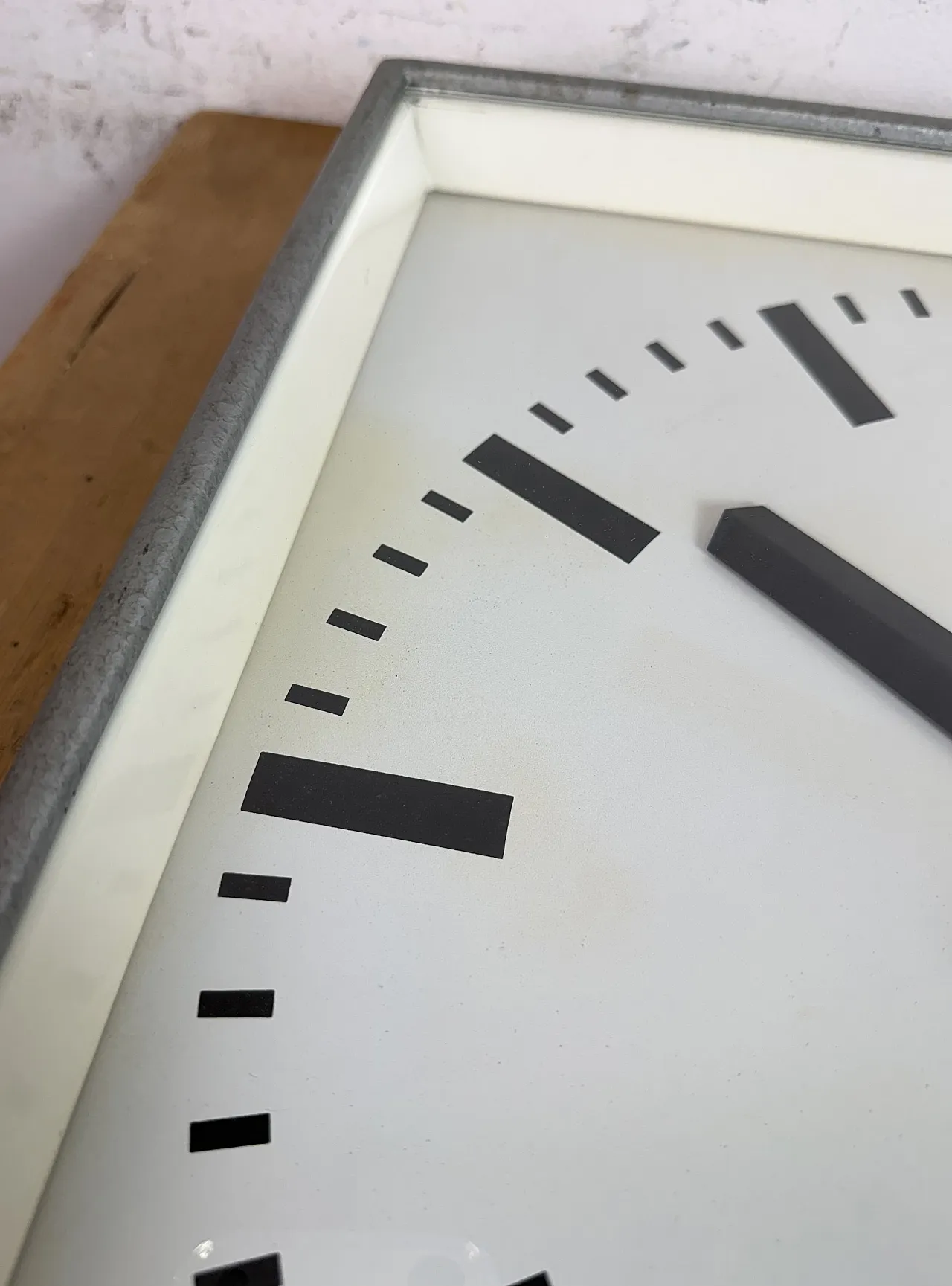 Large Grey Square Wall Clock from Pragotron, 1970s 13