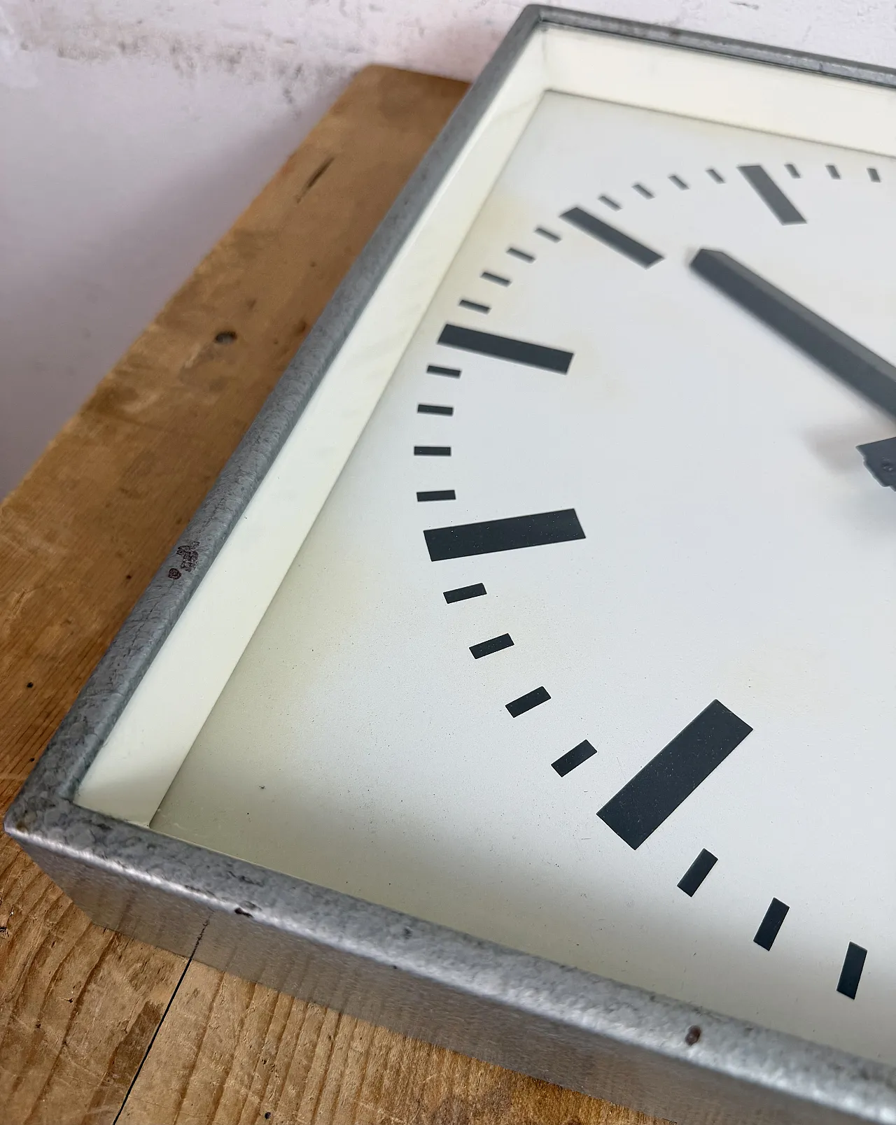 Large Grey Square Wall Clock from Pragotron, 1970s 14
