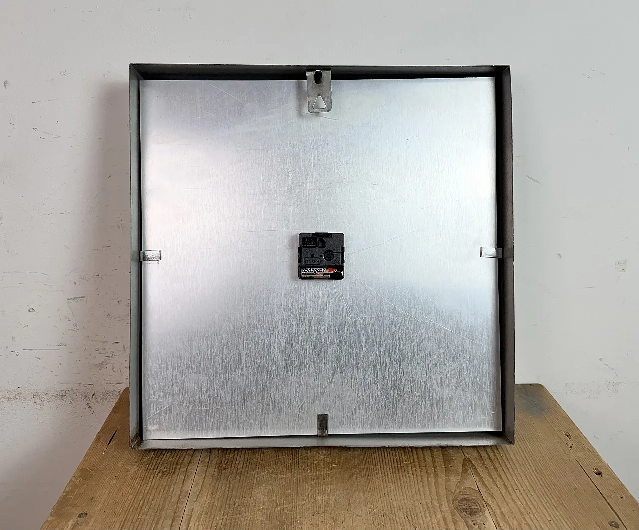 Large Grey Square Wall Clock from Pragotron, 1970s 16