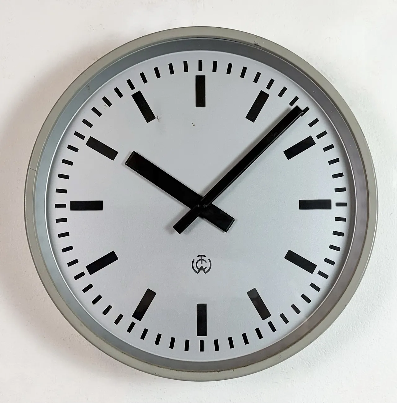 Grey Industrial Station Wall Clock from TCW , 1960 3