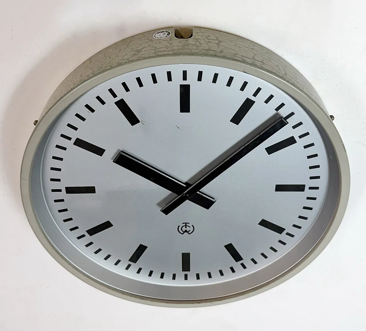 Grey Industrial Station Wall Clock from TCW , 1960 6