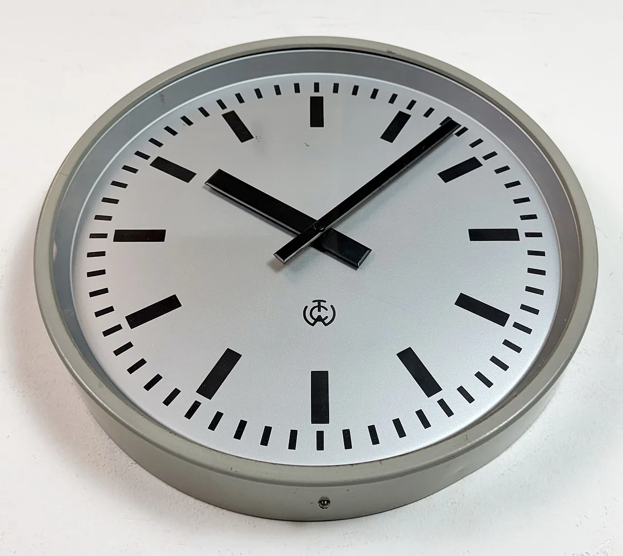 Grey Industrial Station Wall Clock from TCW , 1960 7
