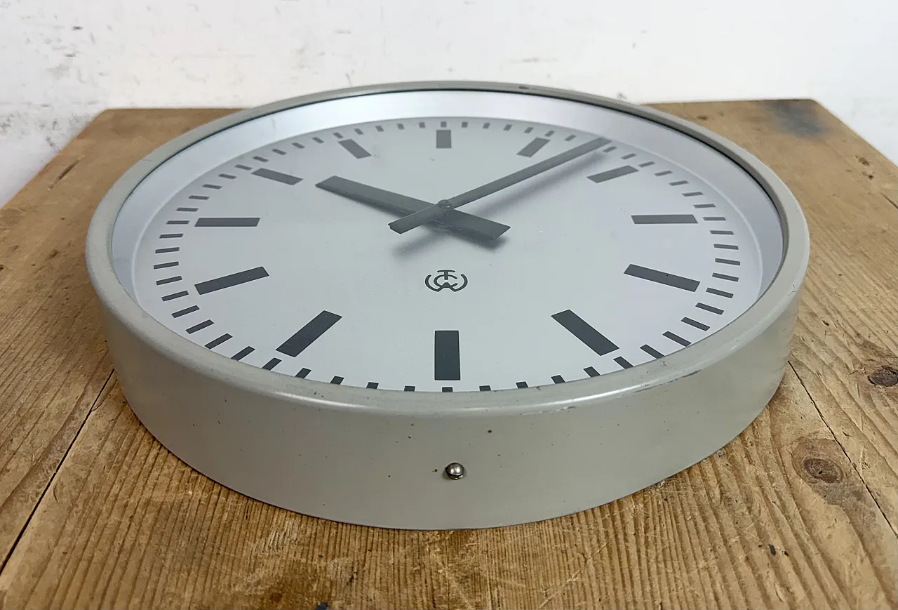 Grey Industrial Station Wall Clock from TCW , 1960 8