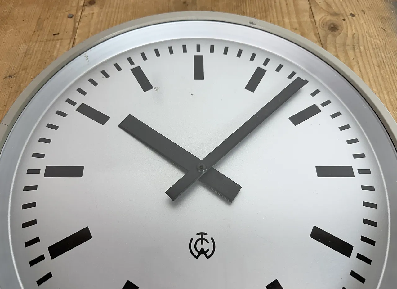 Grey Industrial Station Wall Clock from TCW , 1960 10