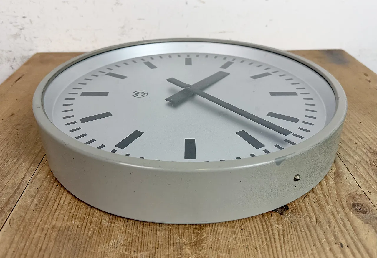 Grey Industrial Station Wall Clock from TCW , 1960 11