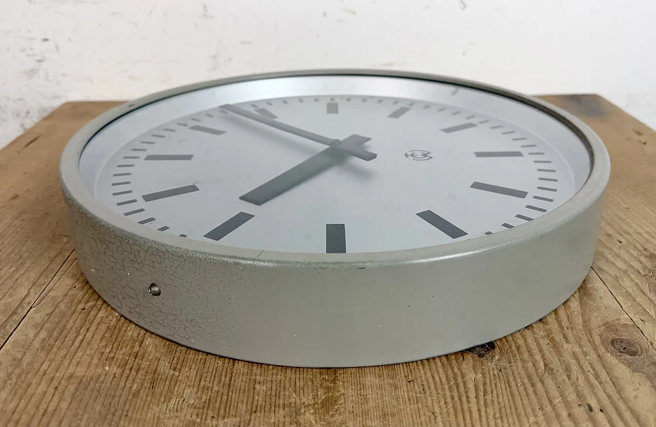 Grey Industrial Station Wall Clock from TCW , 1960 13