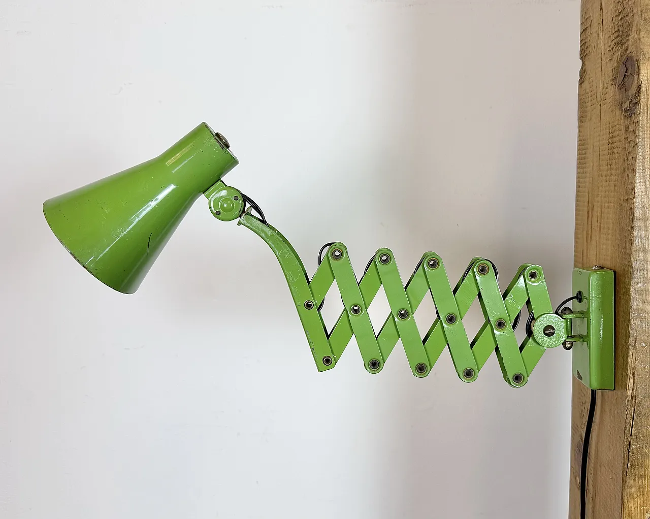 Green Industrial German Scissor Wall Lamp from Kaiser Leuchten, 1960s 2