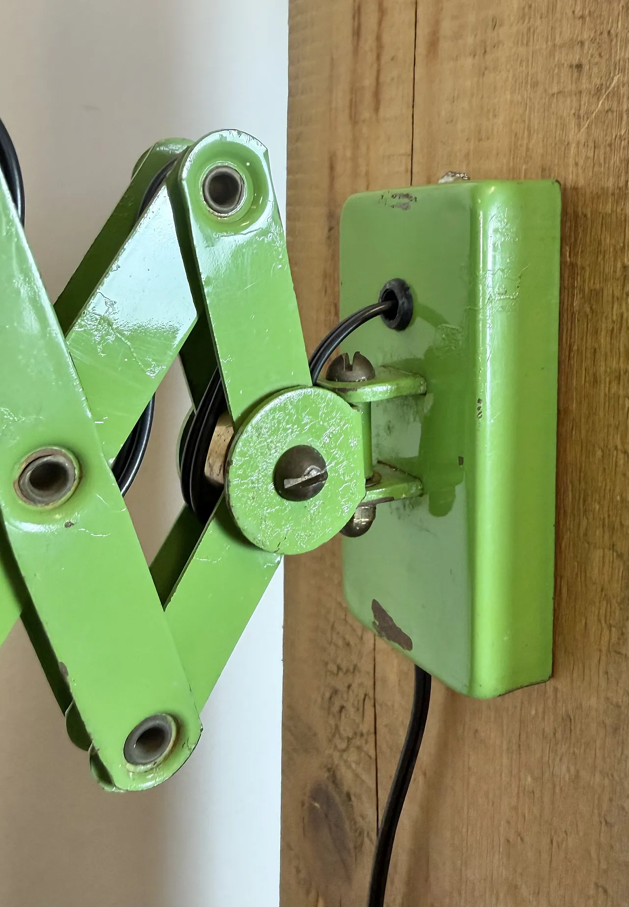 Green Industrial German Scissor Wall Lamp from Kaiser Leuchten, 1960s 4