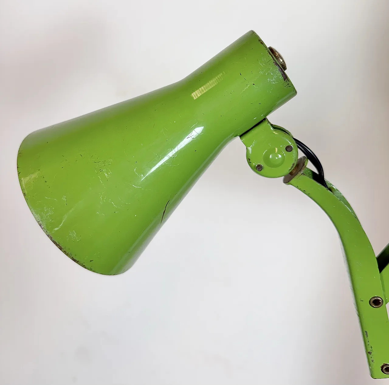 Green Industrial German Scissor Wall Lamp from Kaiser Leuchten, 1960s 5