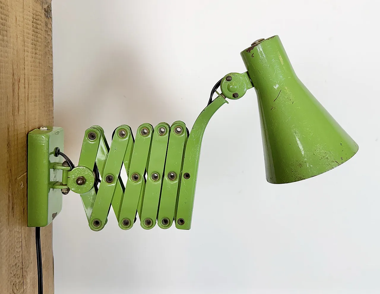 Green Industrial German Scissor Wall Lamp from Kaiser Leuchten, 1960s 20