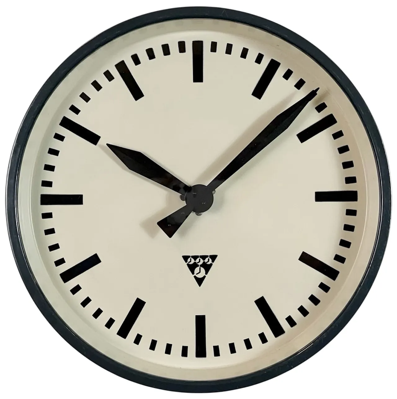 Dark Grey Industrial Factory Wall Clock from Pragotron, 1960s 1