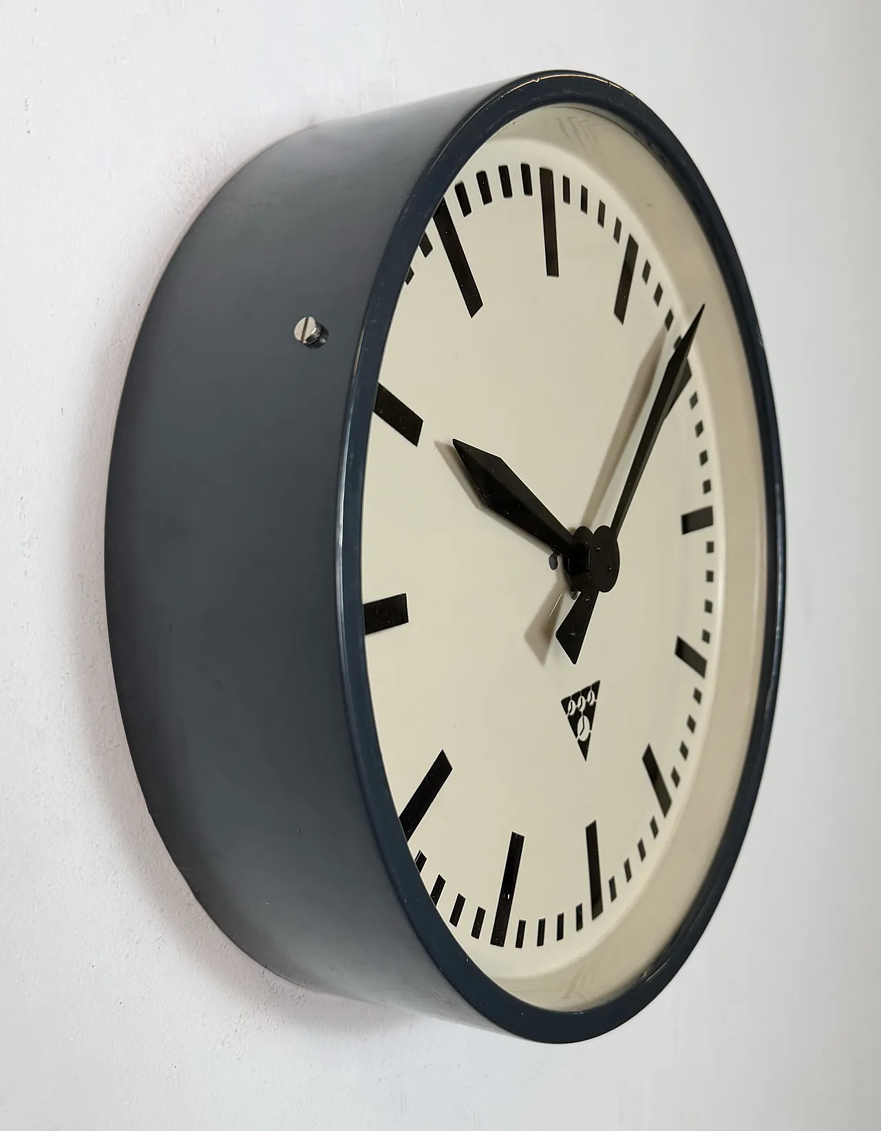 Dark Grey Industrial Factory Wall Clock from Pragotron, 1960s 5