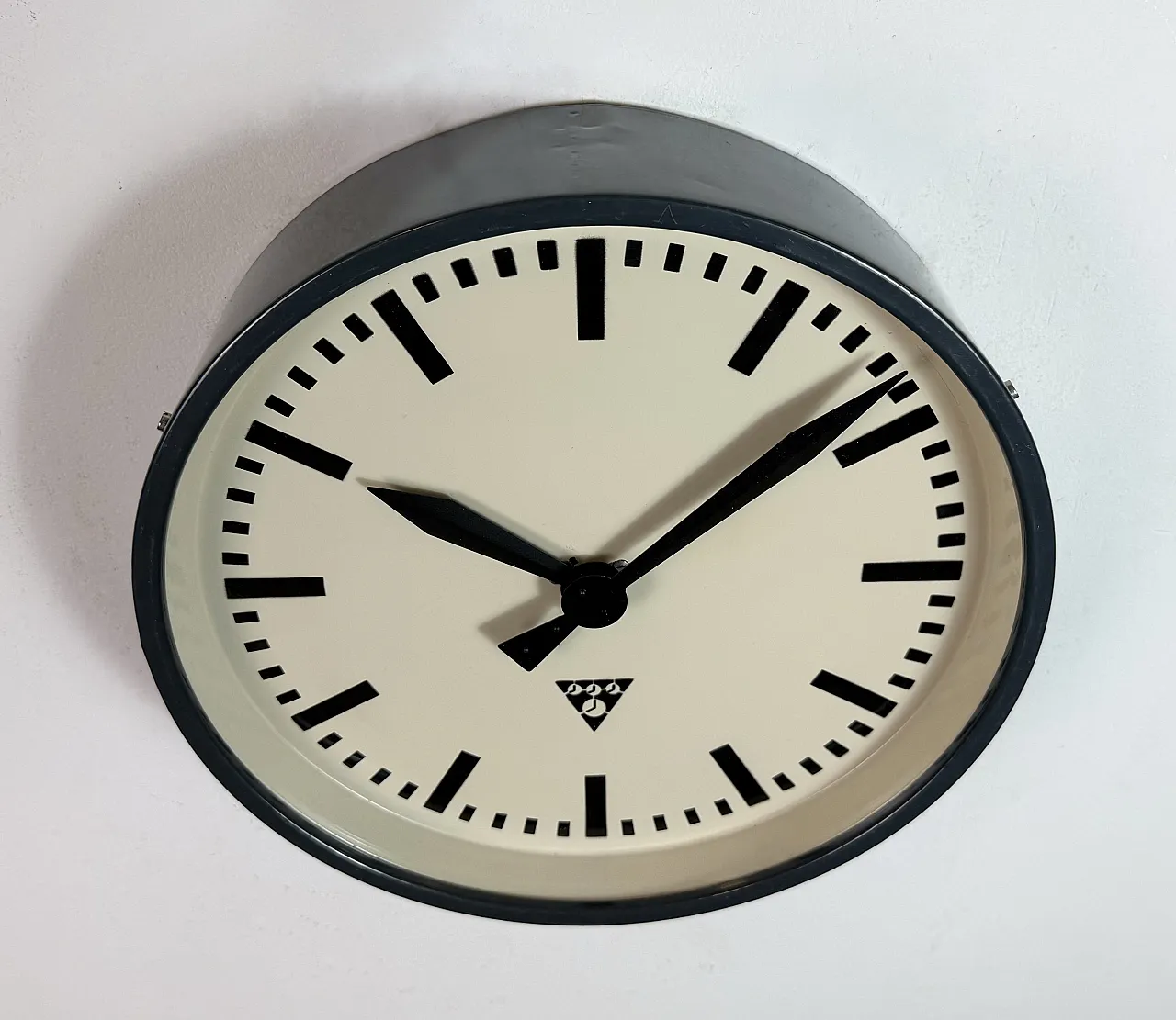 Dark Grey Industrial Factory Wall Clock from Pragotron, 1960s 6