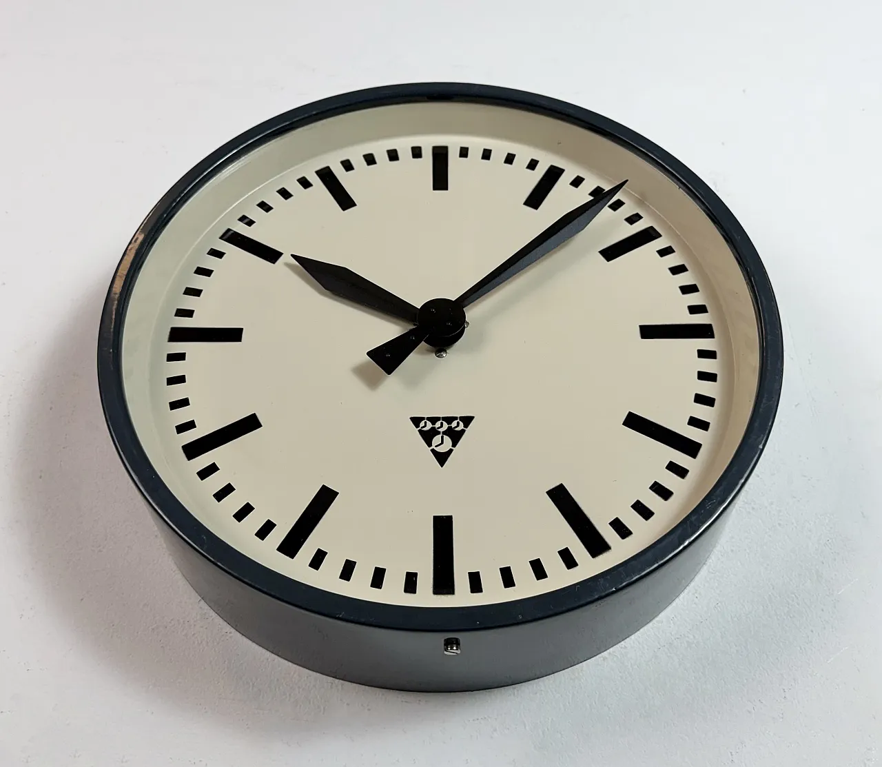 Dark Grey Industrial Factory Wall Clock from Pragotron, 1960s 7