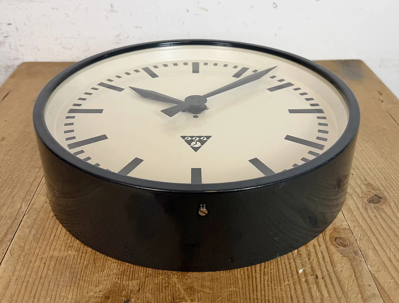 Dark Grey Industrial Factory Wall Clock from Pragotron, 1960s 8
