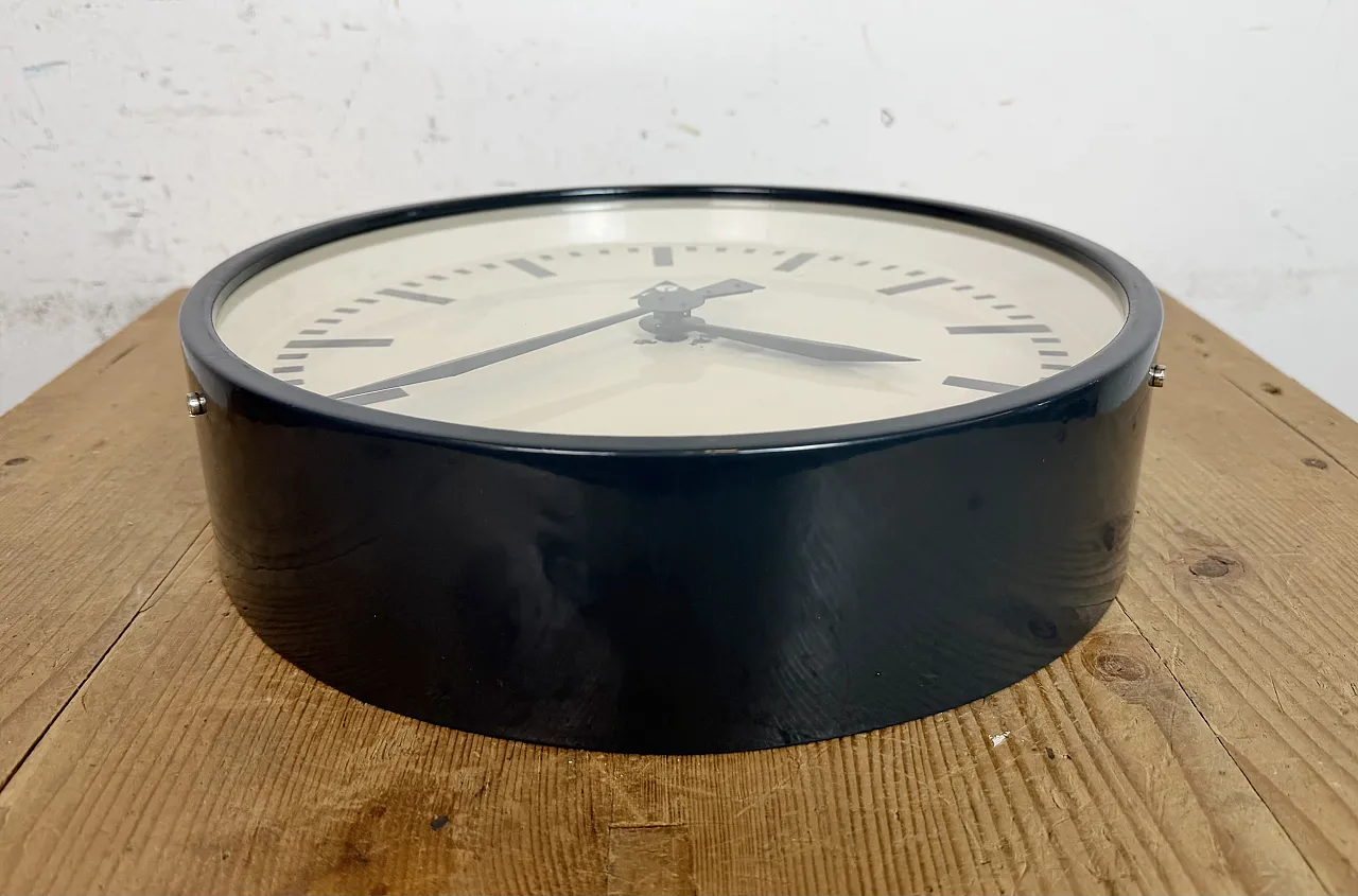 Dark Grey Industrial Factory Wall Clock from Pragotron, 1960s 12