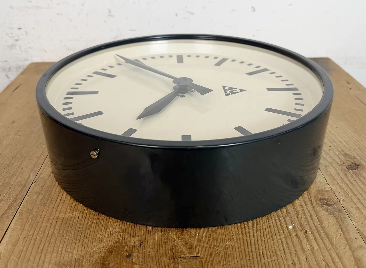 Dark Grey Industrial Factory Wall Clock from Pragotron, 1960s 13