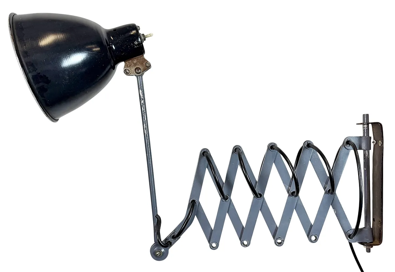 Black Industrial Soviet Scissor Wall Lamp, 1960s 1