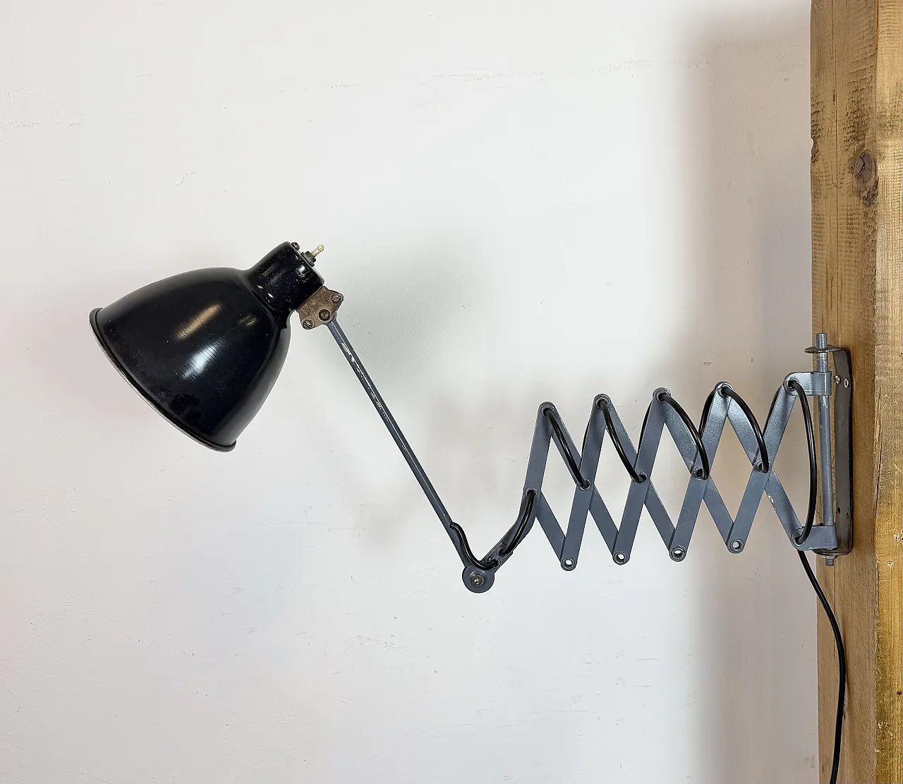 Black Industrial Soviet Scissor Wall Lamp, 1960s 2