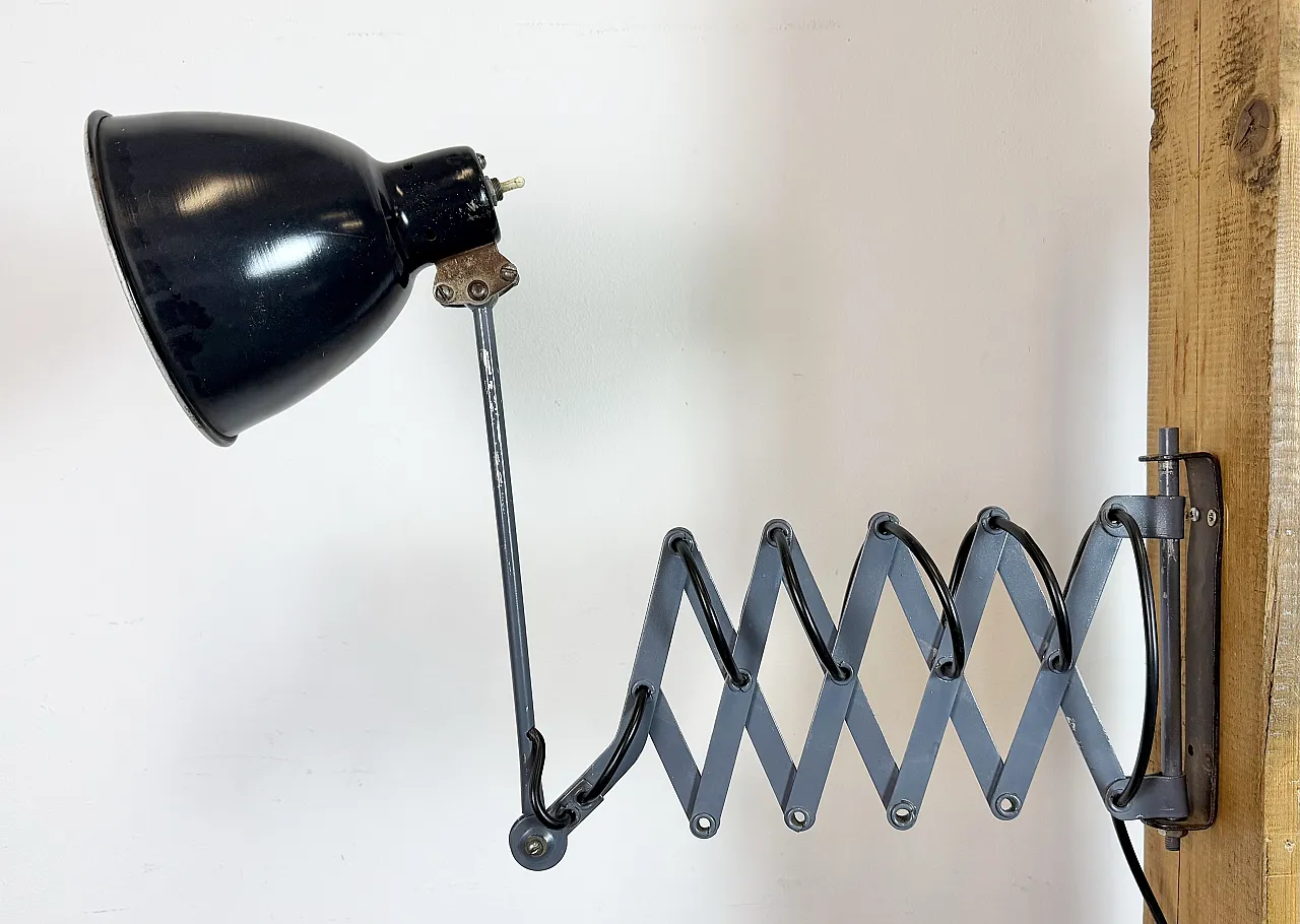 Black Industrial Soviet Scissor Wall Lamp, 1960s 3