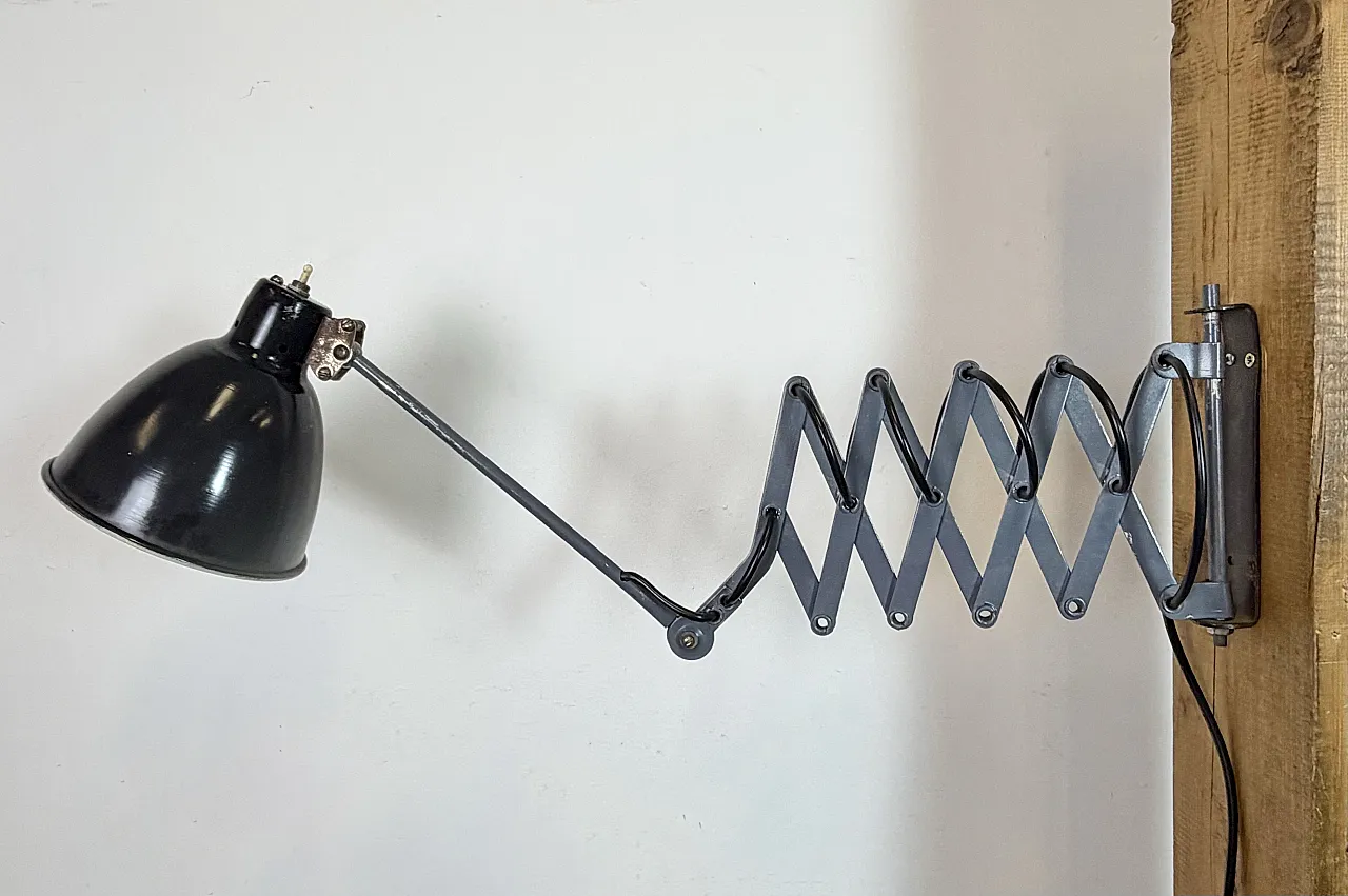 Black Industrial Soviet Scissor Wall Lamp, 1960s 8