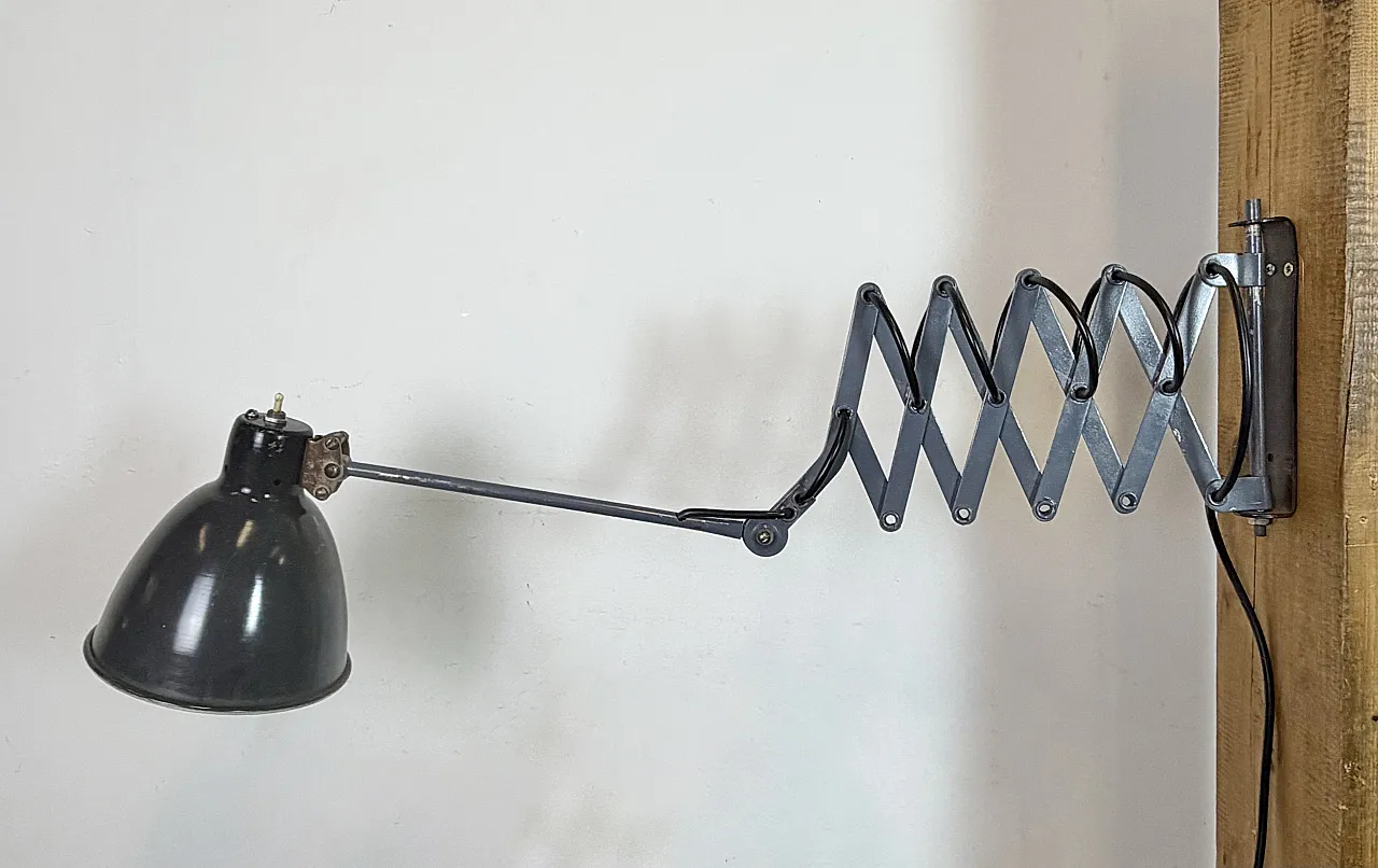 Black Industrial Soviet Scissor Wall Lamp, 1960s 9