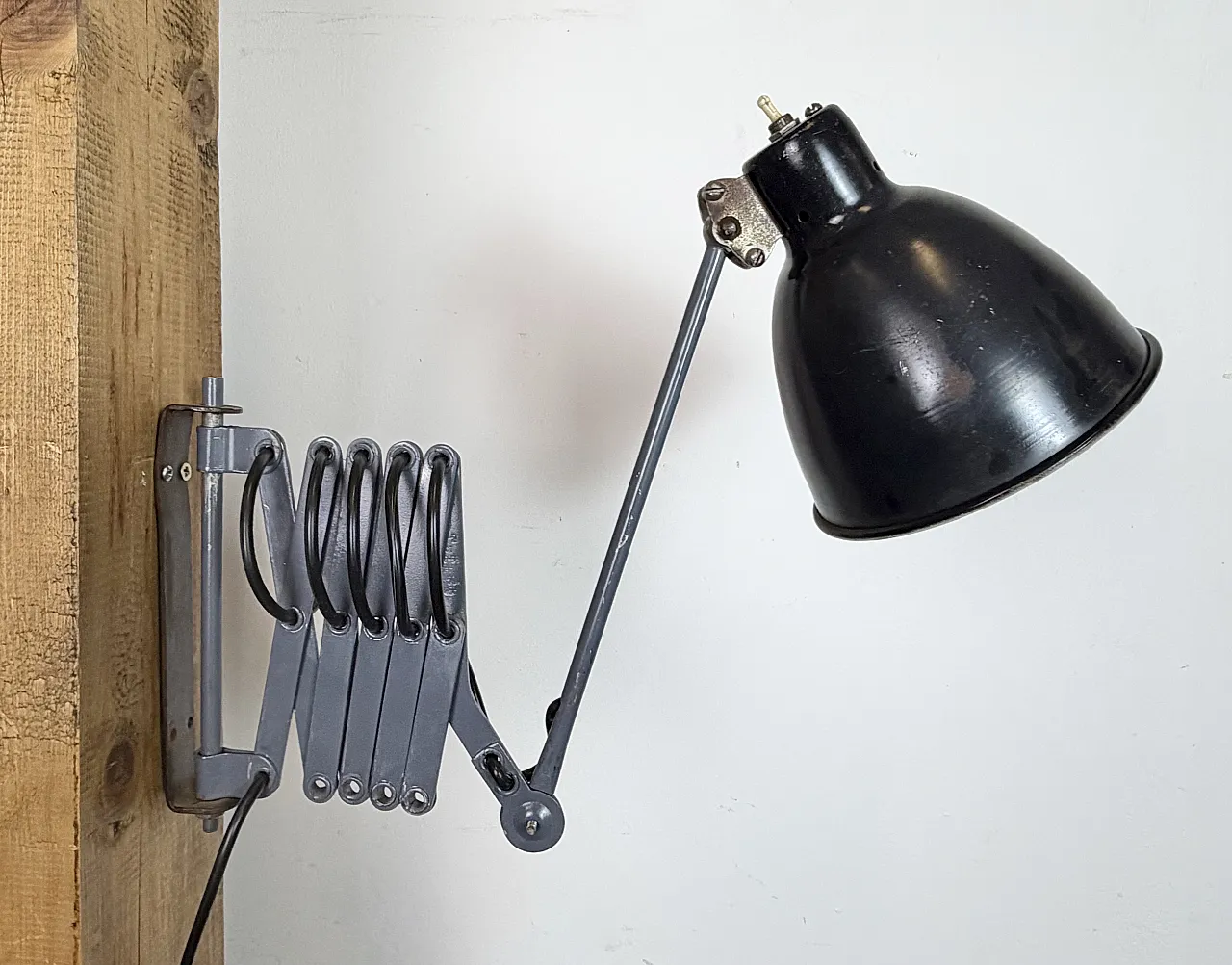 Black Industrial Soviet Scissor Wall Lamp, 1960s 12