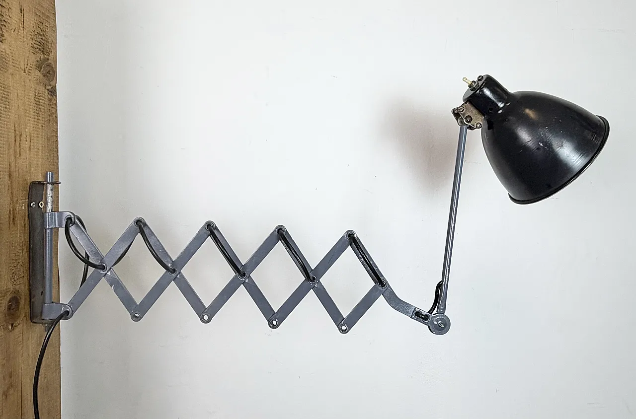 Black Industrial Soviet Scissor Wall Lamp, 1960s 15