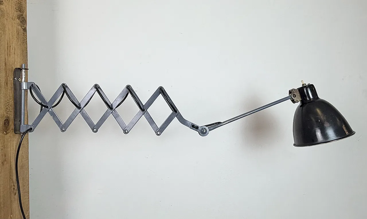 Black Industrial Soviet Scissor Wall Lamp, 1960s 17