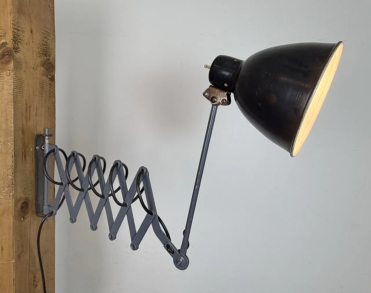 Black Industrial Soviet Scissor Wall Lamp, 1960s 18