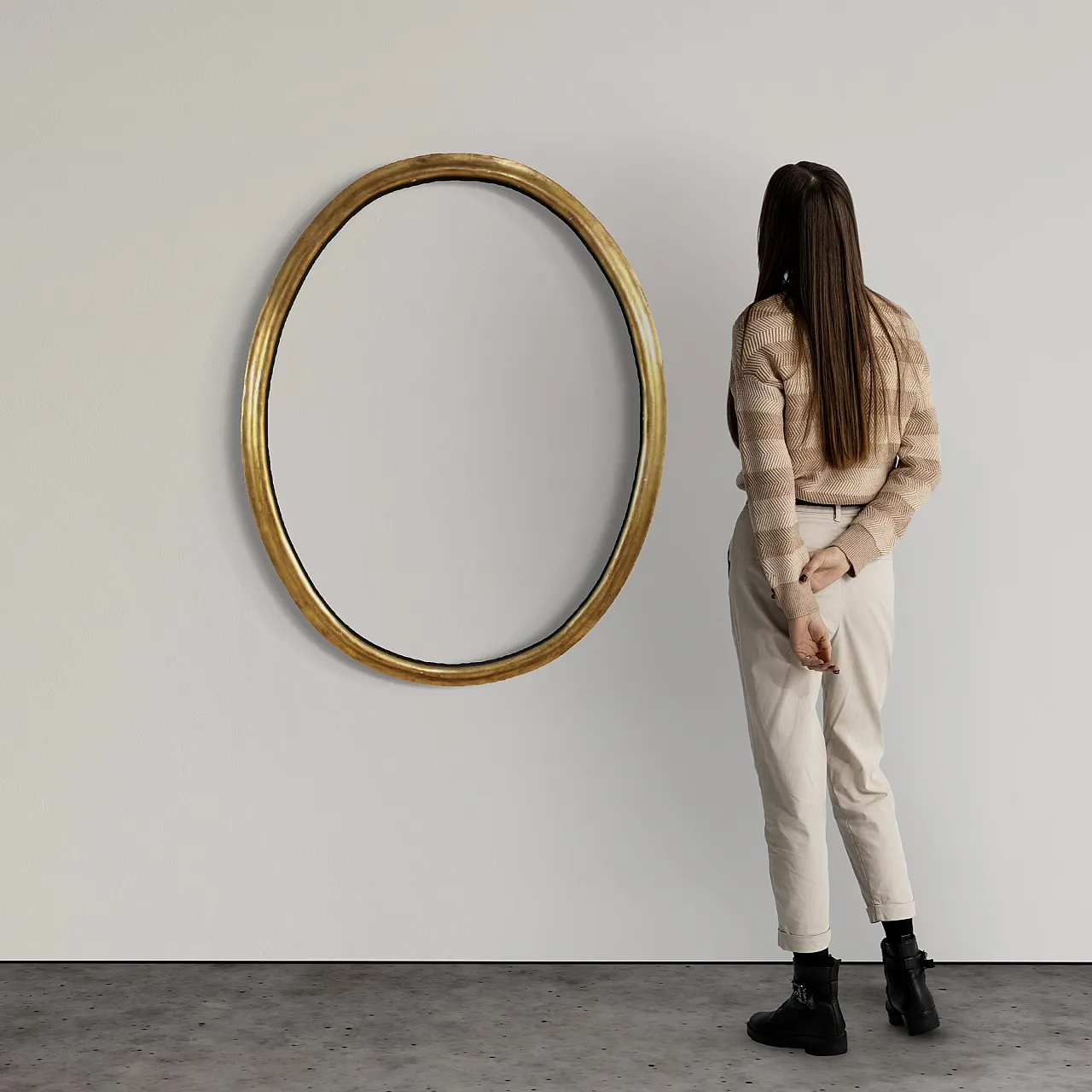 Italian oval golden frame, 19th century 2