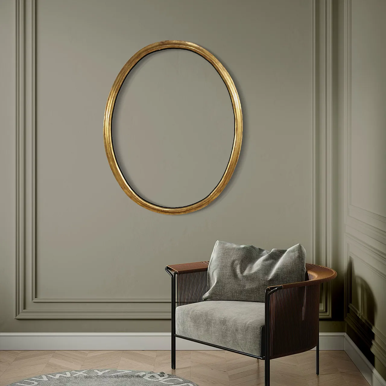 Italian oval golden frame, 19th century 9