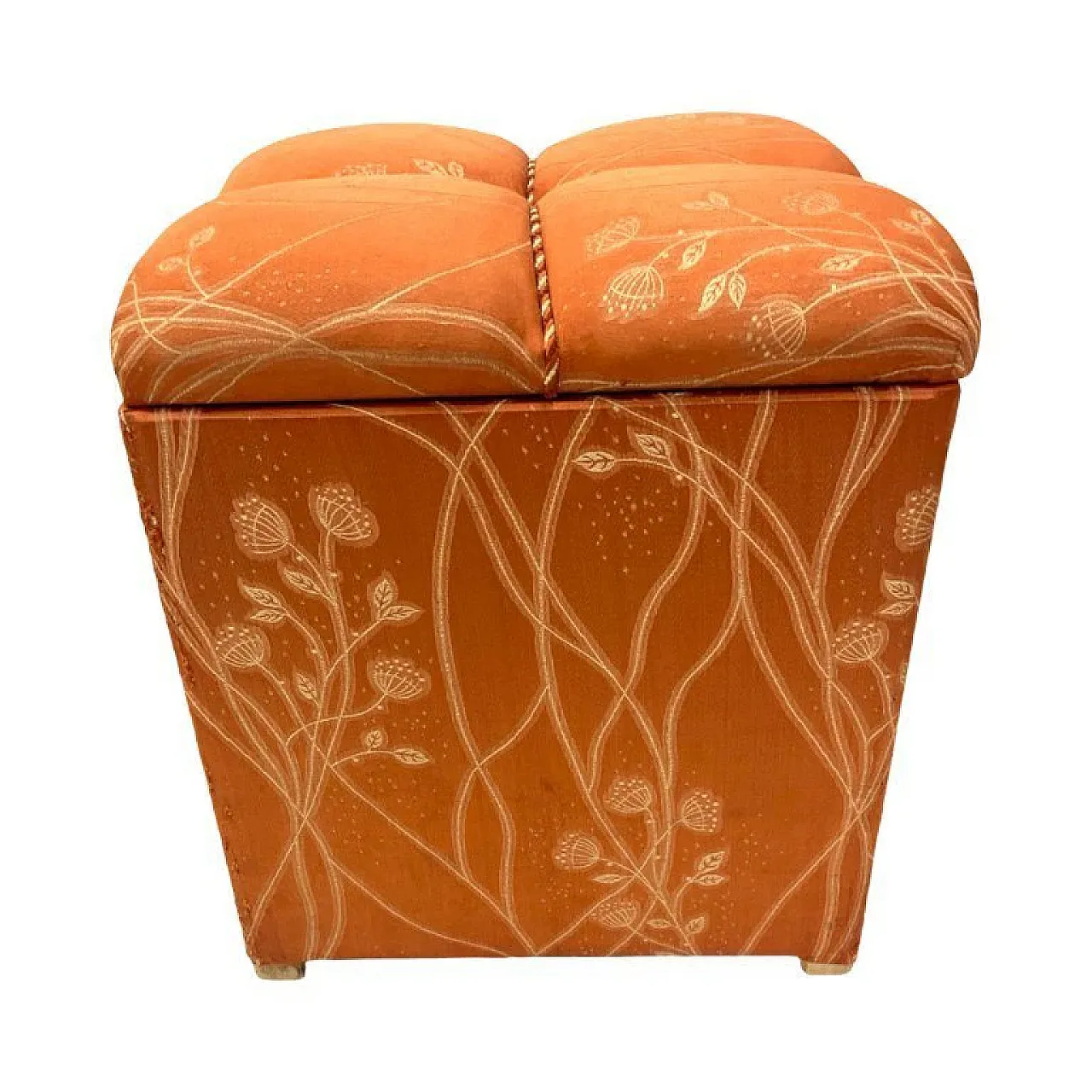 Art Deco upholstered pouffe with storage, 1940s 3