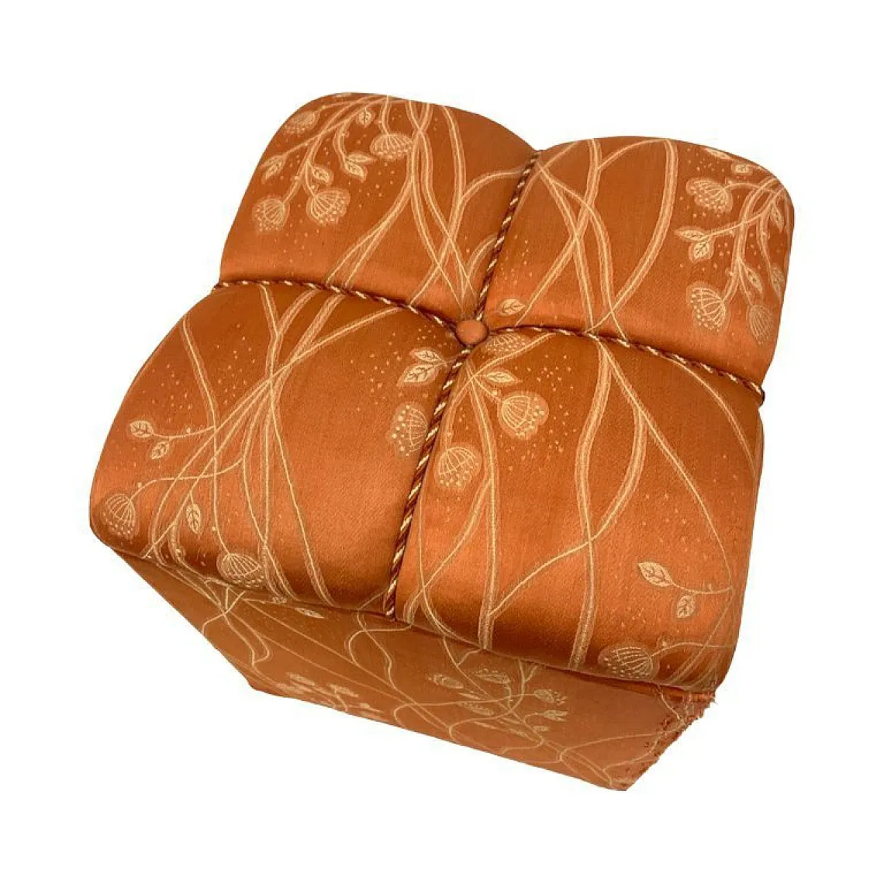 Art Deco upholstered pouffe with storage, 1940s 7