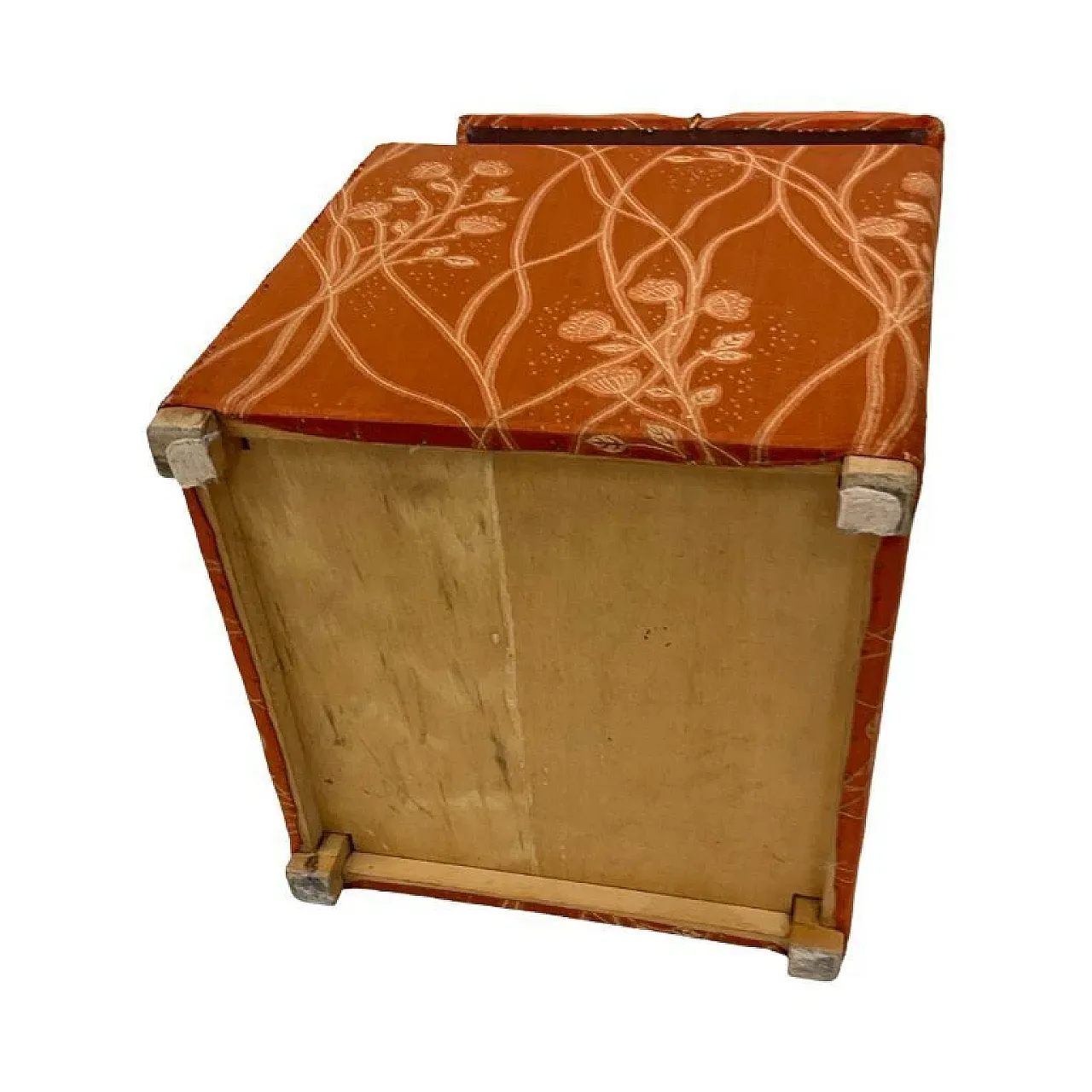 Art Deco upholstered pouffe with storage, 1940s 10