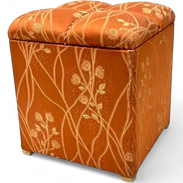 Art Deco upholstered pouffe with storage, 1940s