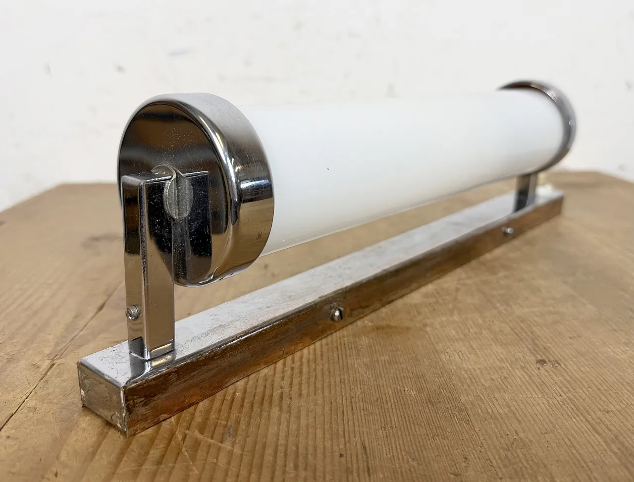 Vintage Art Deco Wall Light with Opal Glass, 1930s 6