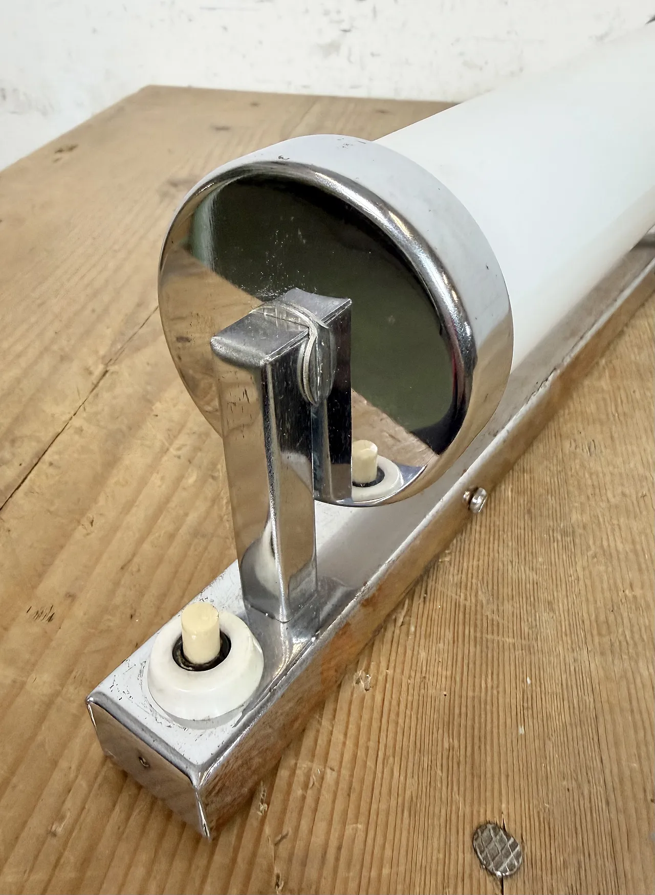 Vintage Art Deco Wall Light with Opal Glass, 1930s 10