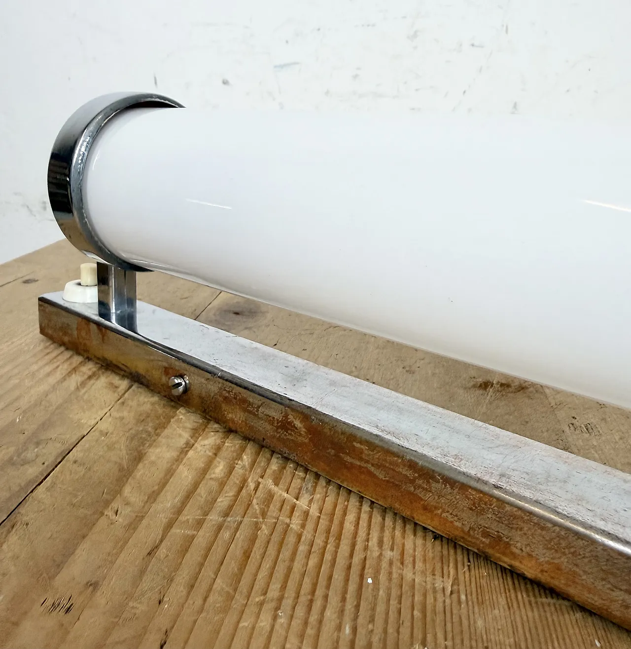 Vintage Art Deco Wall Light with Opal Glass, 1930s 12