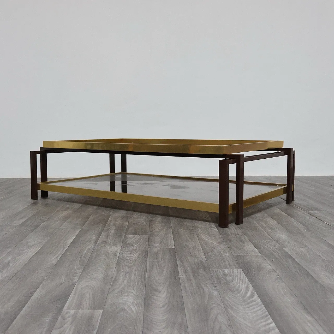 Hollywood Regency brass lounge table, 1970s 2