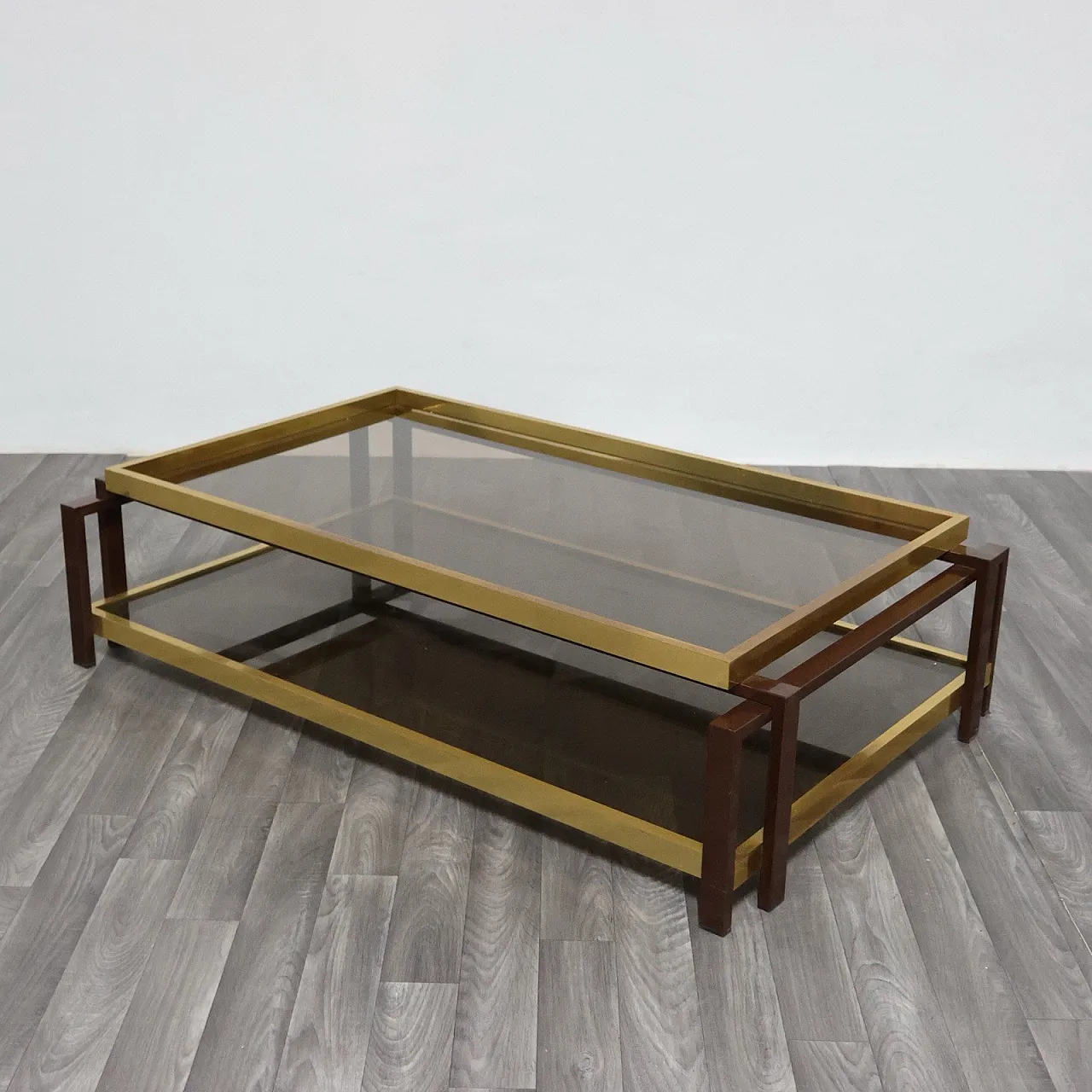 Hollywood Regency brass lounge table, 1970s 3