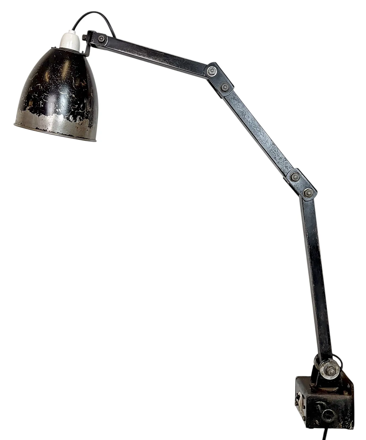 Industrial Black Adjustable Wall Lamp from Memlite, 1960s 1
