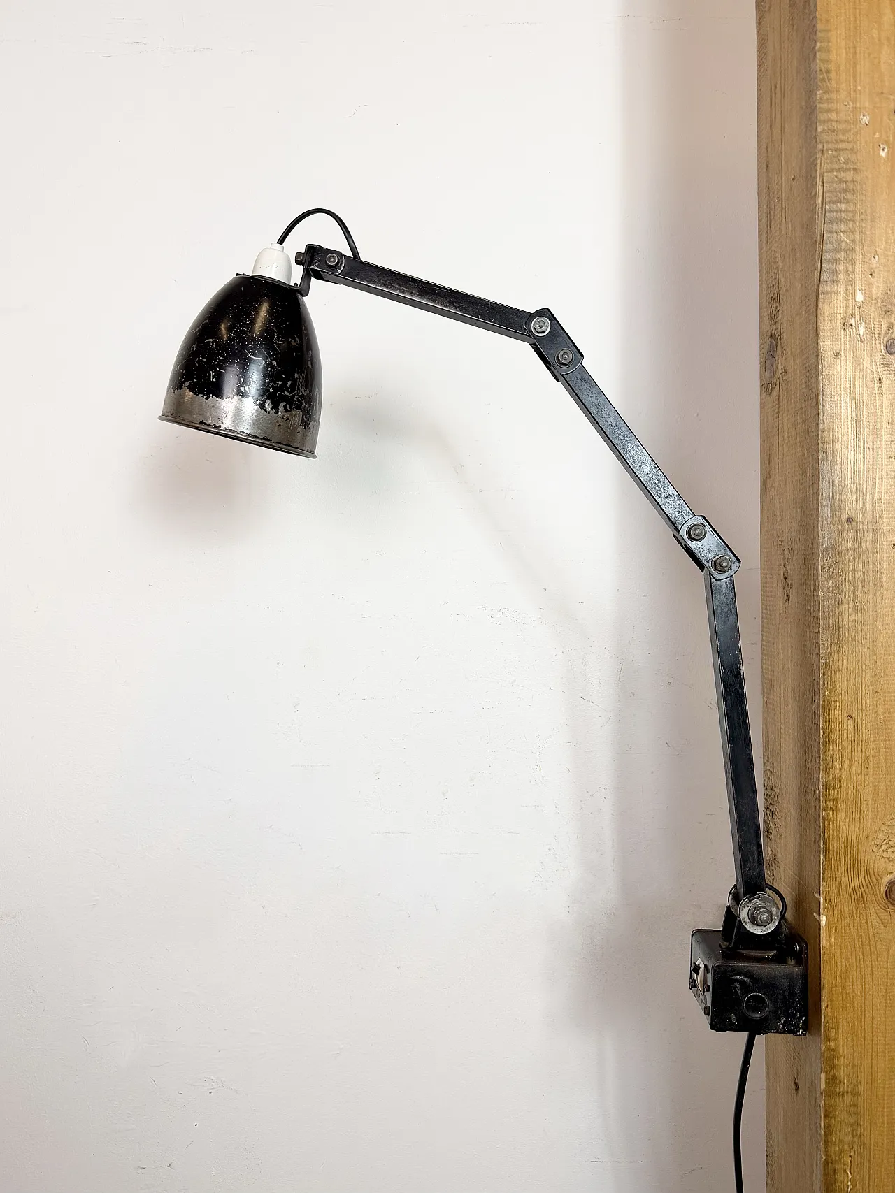 Industrial Black Adjustable Wall Lamp from Memlite, 1960s 2
