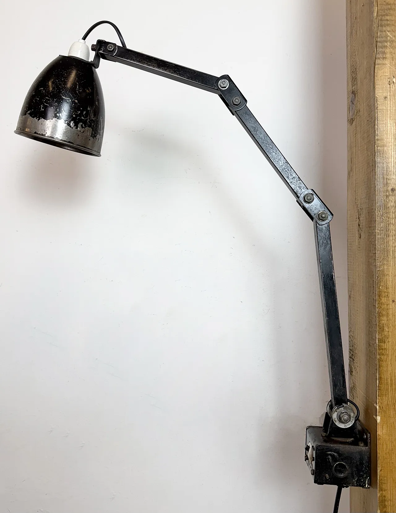 Industrial Black Adjustable Wall Lamp from Memlite, 1960s 3