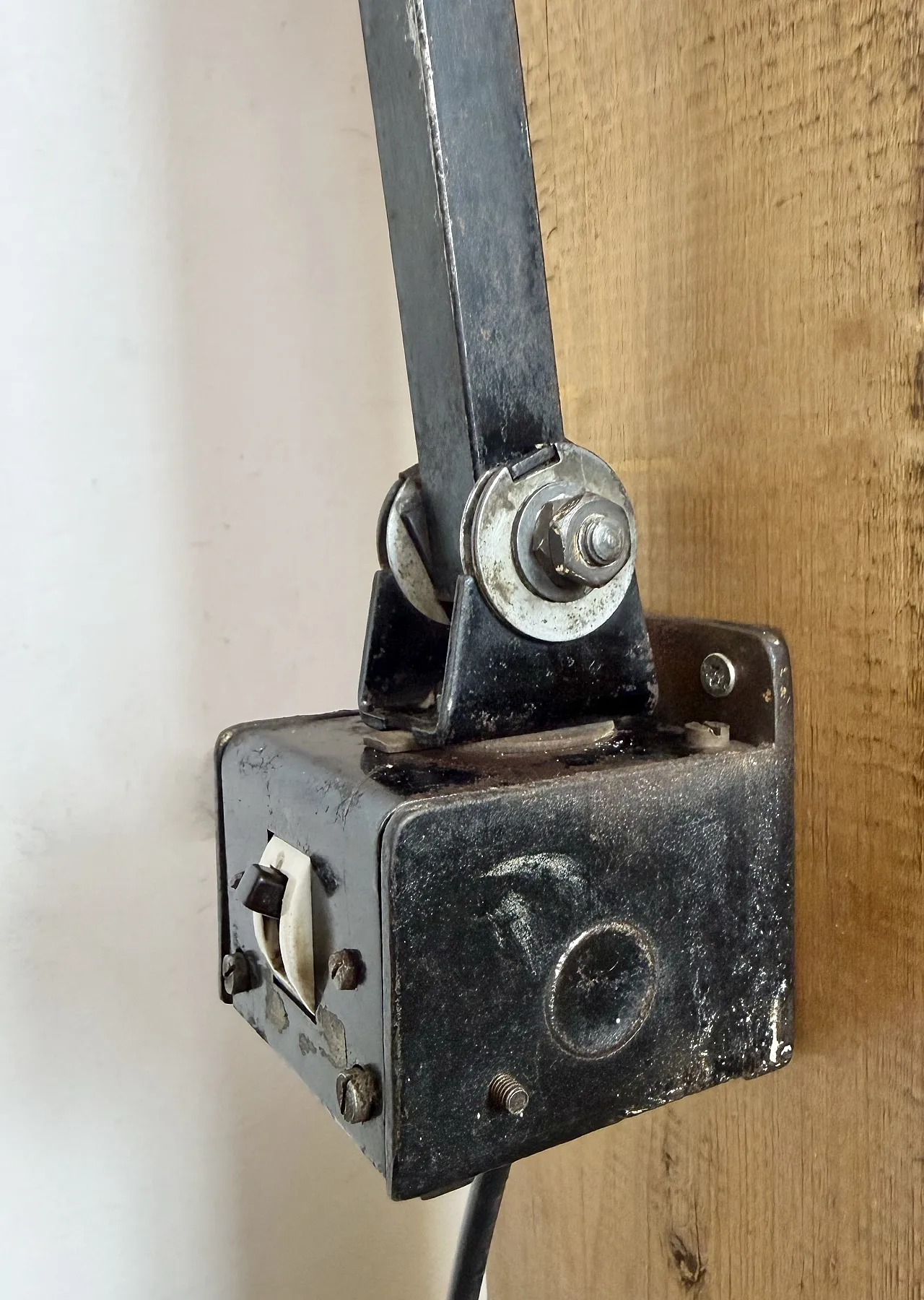 Industrial Black Adjustable Wall Lamp from Memlite, 1960s 4