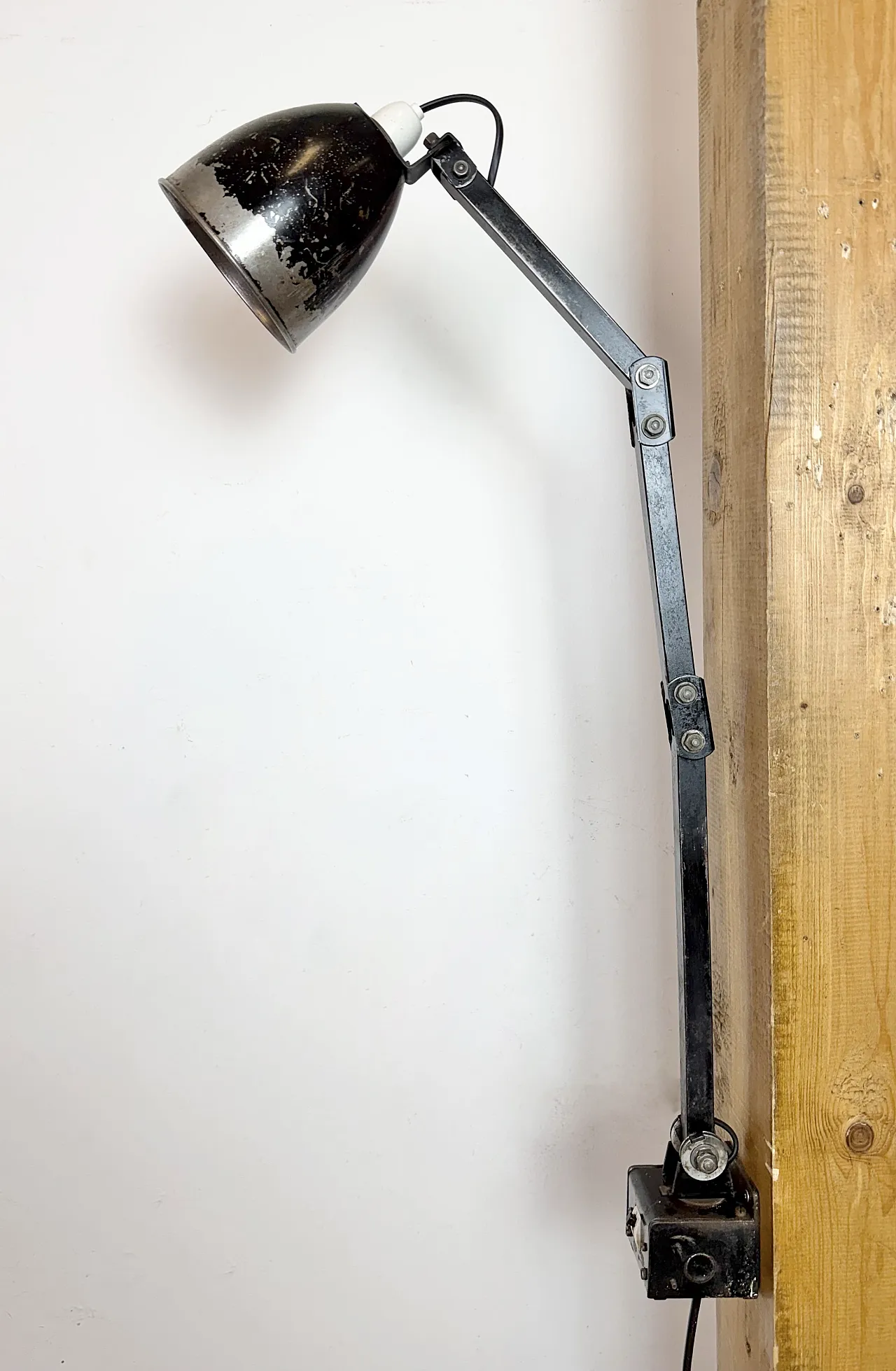 Industrial Black Adjustable Wall Lamp from Memlite, 1960s 12