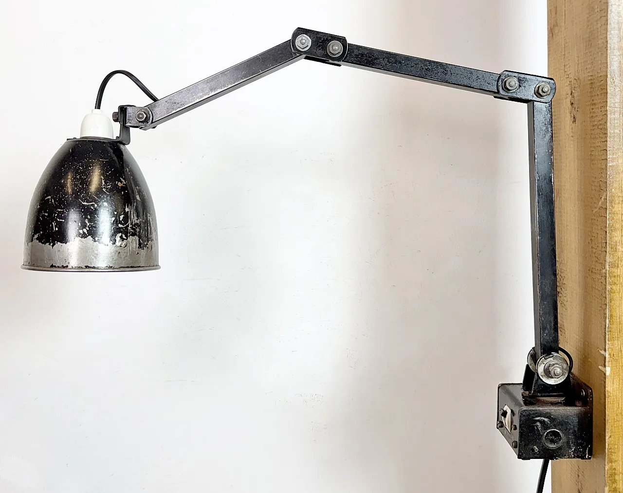 Industrial Black Adjustable Wall Lamp from Memlite, 1960s 14