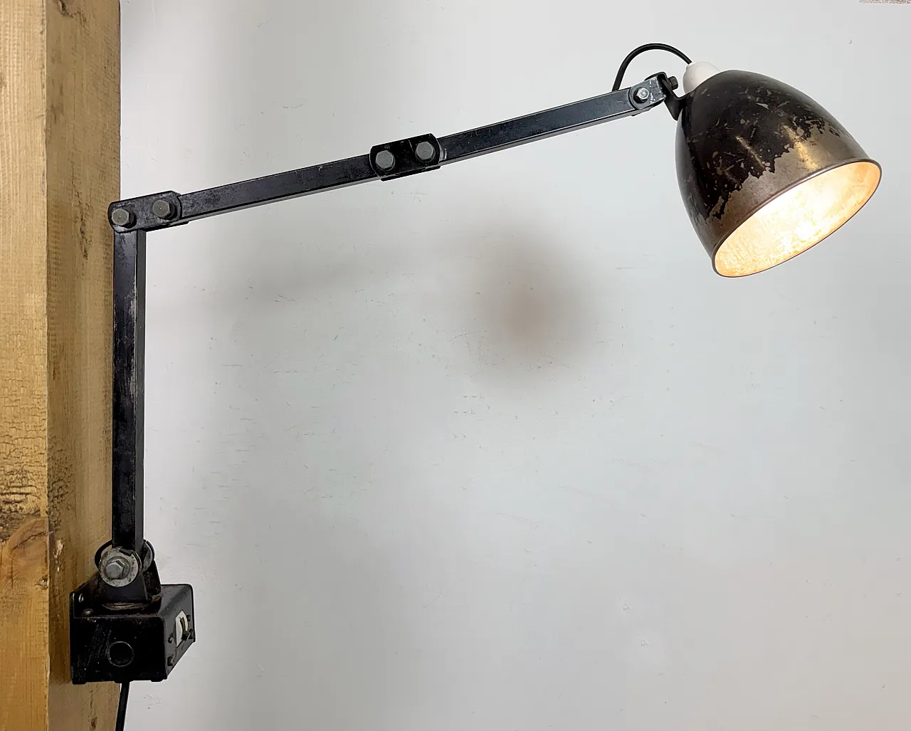 Industrial Black Adjustable Wall Lamp from Memlite, 1960s 19