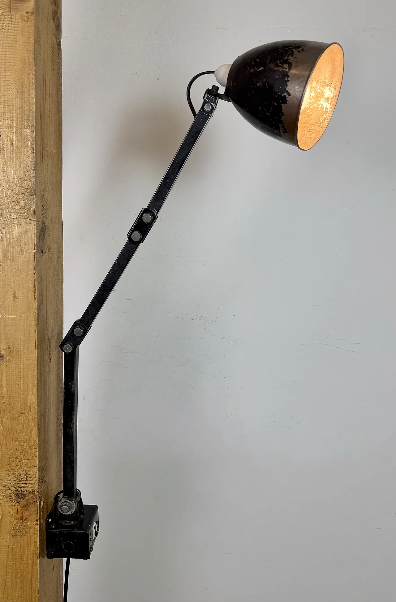 Industrial Black Adjustable Wall Lamp from Memlite, 1960s 20